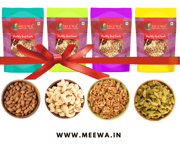 Dry Fruits Combo Pack 1 Kg (Almonds 250g, Premium White Walnuts 250g, Premium Raisins 250g, Premium Cashews 250g)