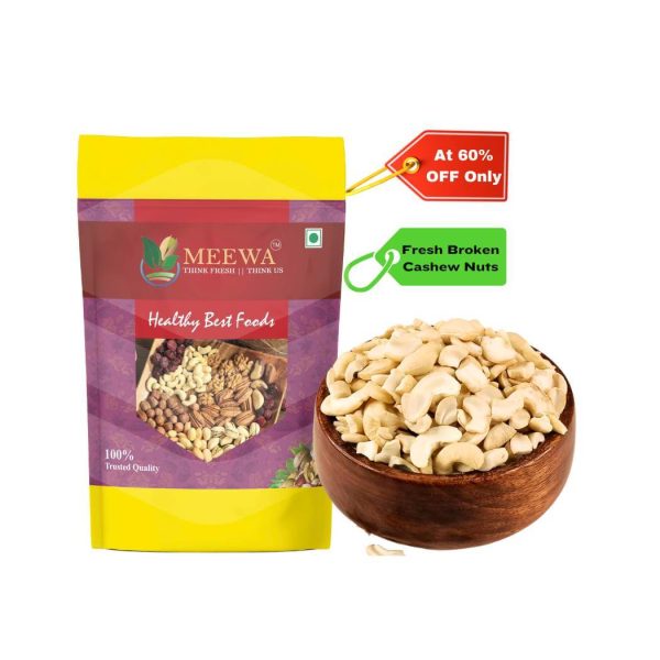 MEEWA Premium Broken Cashew Nuts 4 Pieces, Crunchy and Fresh, 1 Kg