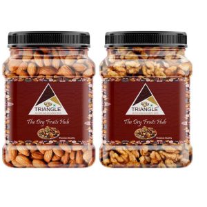 TRIANGLE Almonds & Walnuts Combo – 400g (200g Each) | Badam Akhrot Giri Combo | Premium Dry Fruits Jar Pack